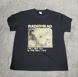 Y2K Radiohead 'I Will See You In The Next Life' Graphic Black Tshirt Size Large